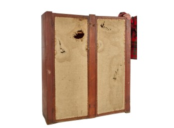 NEW ENGLAND COUNTRY PRIMITIVE PIE SAFE in RED WASH