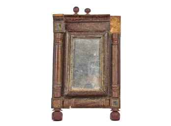 (19th c) DECOUPAGE DECORATED COURTING MIRROR