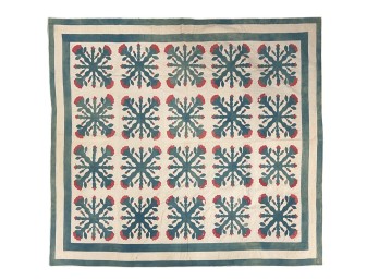 (19th c) HANDMADE FLORAL QUILT