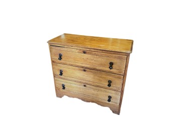 (3) DRAWER PINE CHEST with CONTRASTING PULLS