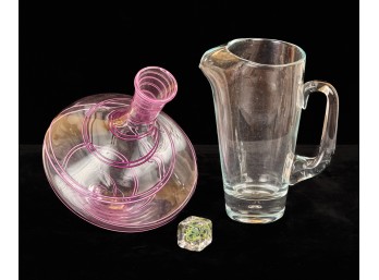 BRIAN KELK ARTISAN GLASS VASE & PITCHER