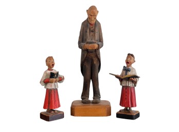 (2) ITALIAN CARVED CHOIR BOYS & MINISTER by CH ERI