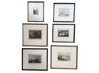 (6) (19th c) ETCHINGS with EUROPEAN LANDSCAPES