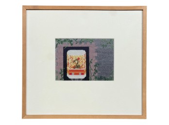 (20th c) PETIT POINT of a SNAKE & GARDEN WALL