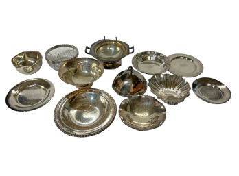 SILVERPLATED PLATES, BOWLS & SERVING PIECES