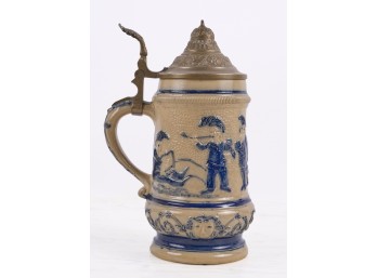 COBALT DECORATED STEIN with PLAYFUL GNOMES