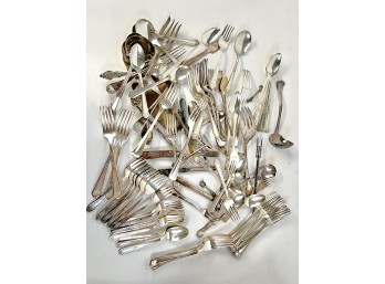 GROUPING of SILVERPLATED SERVING PIECE & FLATWARE
