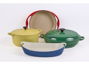 (3) PIECES of  LE CREUSET ENAMELED CAST IRON WARES