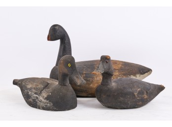 (3) CARVED And PAINTED WOODEN WORKING DECOYS