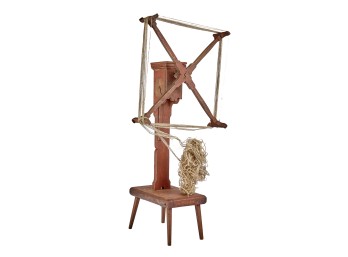 (19th C) CLOCK YARN WINDER In RED WASH