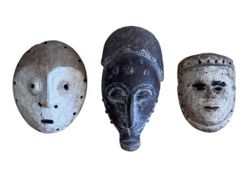 (3) INTERESTNG CARVED And PAINTED AFRICAN MASKS
