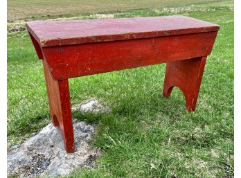 SMALL BENCH with BOOTJACK ENDS in RED PAINT