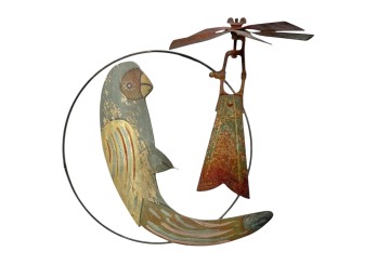 FARM WINDMILL WHIRLIGIG & a ROCKING PARROT