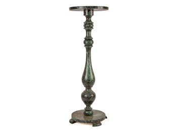 MARBLEIZED  OAK STAND with FAUX PAINTED DOILY