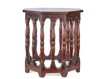OCTAGONAL END TABLE with (16) TURNED LEGS