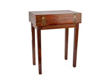 BRASS BOUND MAHOGANY BOX on FRAME