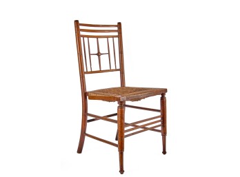 (19th c) MAHOGANY SIDE CHAIR with RUSH SEAT