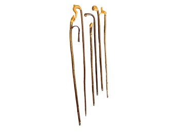 GROUPING of (6) NATURAL ROOT HANDLED CANES