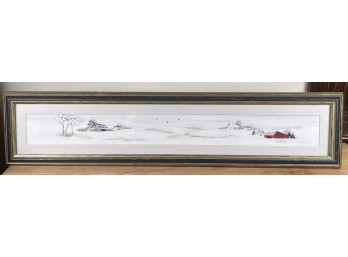 M.H. JACOBS COUNTRY WINTER SCENE WATERCOLOR