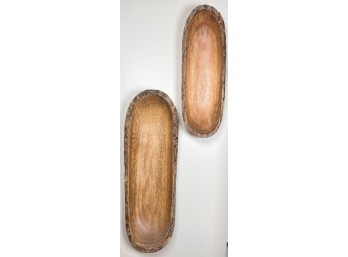 (2) CONTEMPORARY DECORATIVE TURNED WALL HANGINGS