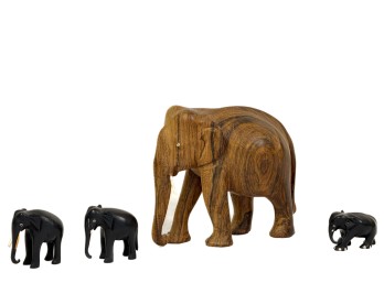 (4) AFRICAN CARVED ELEPHANTS