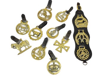 GROUPING of BRASS BRIDLE MEDALLIONS