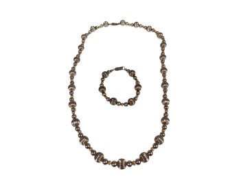 DOBBS STERLING SILVER BEADED NECKLACE & BRACELET