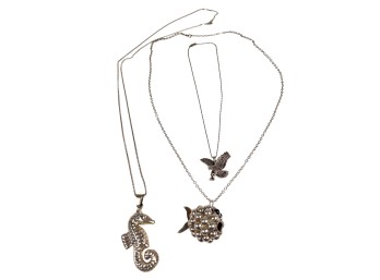 (3) STERLING SILVER NECKLACES w/ FIGURAL PENDANTS