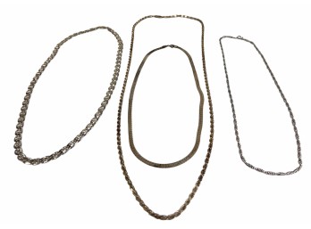 (4) STERLING SILVER CHAIN NECKLACES