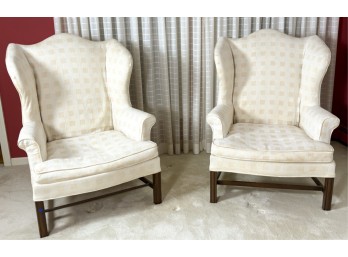 PAIR CHIPPENDALE STYLE MAHOGANY WING BACKS