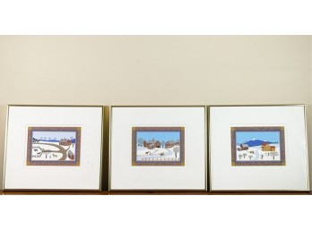 set (3) CHRISTINE GRAF (20thc) WINTER SILKSCREENS