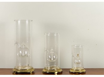 SET (3) GRADUTED WOLFARD GLASSBLOWING CO OIL LAMPS