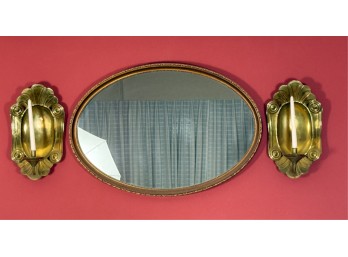 PAIR BRASS SINGLE LIGHT WALL SCONCES