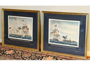 PAIR USS CONSTITUTION FRAMED PRINTS