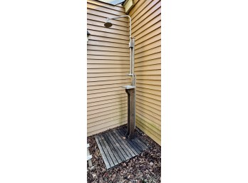 STAINLESS STEEL And TEAK WOOD OUTDOOR SHOWER