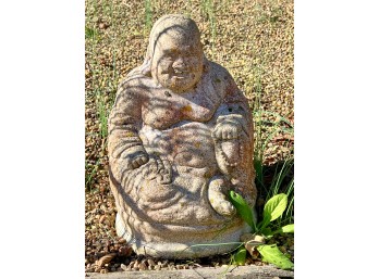 CAST STONE HAPPY BUDDHA GARDEN ORNAMENT