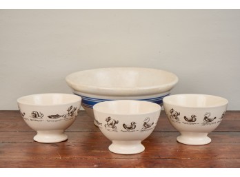 CERAMIC MIXING BOWL & (3) KISS THAT FROG
