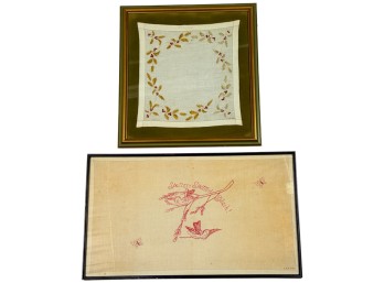 (2) SIGNED (EARLY 20thc) FRAMED EMBROIDERIES