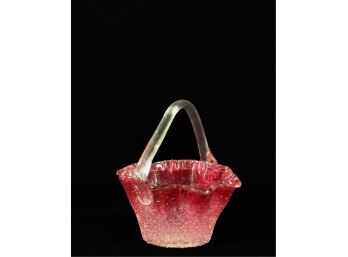 OVERSHOT CRANBERRY GLASS BASKET