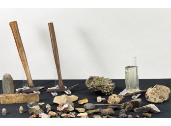GROUP of MINERAL SPECIMENS & (2) GEM HAMMERS