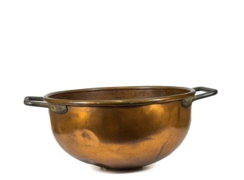 LARGE DOUBLE HANDLED COPPER CANDY KETTLE