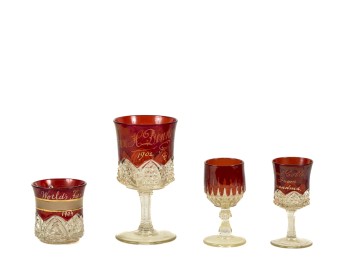 (4) CUT TO CLEAR RUBY GLASS ITEMS