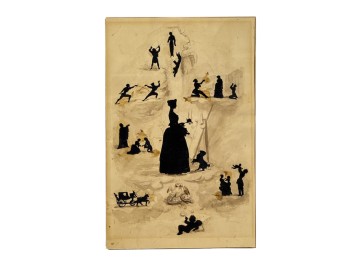(19thc) SILHOUETTE & WATERCOLOR