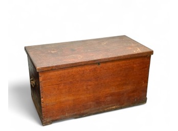 OVERSIZED (19thc) PINE BLANKET BOX IN RED WASH