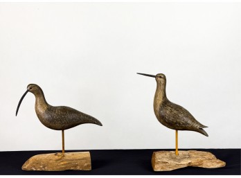 HARRY MONK (1916-2010) CARVED & PAINTED SHOREBIRDS