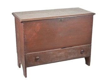 (19thc) ONE DRAWER BLANKET CHEST IN RED WASH
