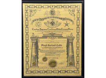 FRAMED MASONIC CERTIFICATE