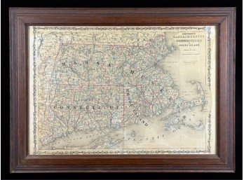 1864 JOHNSON & WARD MAP OF MA, CT & RI