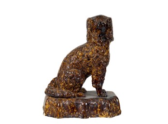 (19thc) BENNINGTON POTTERY COCKER SPANIEL