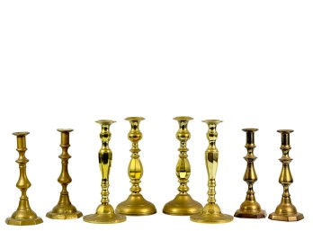 (4) PAIRS OF BRASS CANDLESTICKS